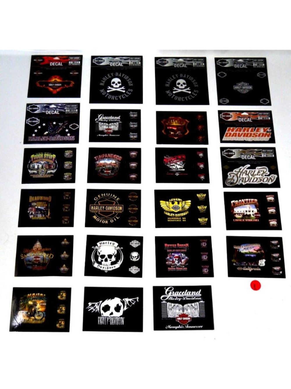 Harley Davidson set of 23 misc Decals, Stickers and Post Cards, Never Used